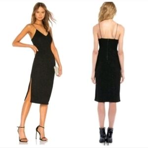 alice + olivia stila side slit fitted midi length dress Size 6